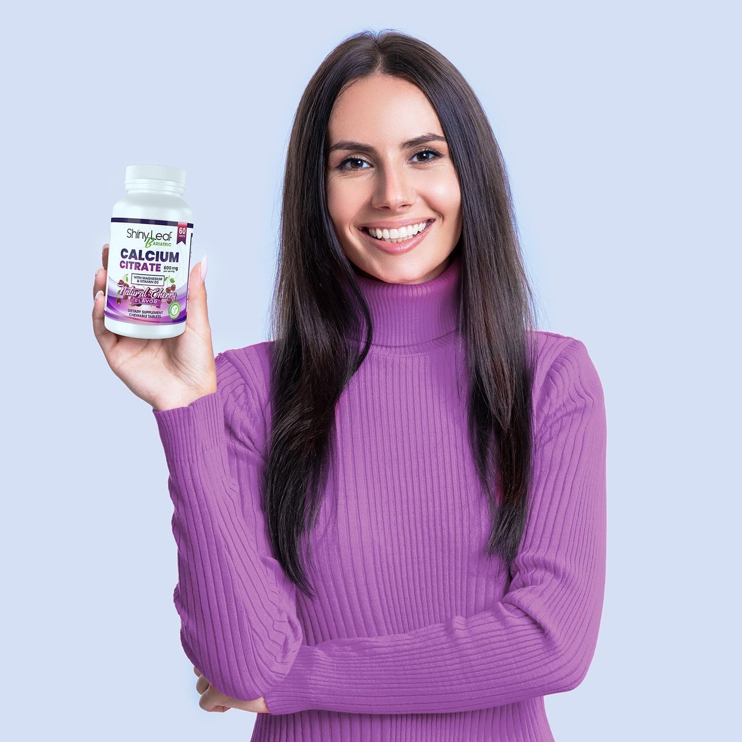 Calcium Citrate with Vitamin D3 and Magnesium Chewable Supplement - 120 Flavored Tablets for Hair Loss & Bone Health, 2 Month Supply