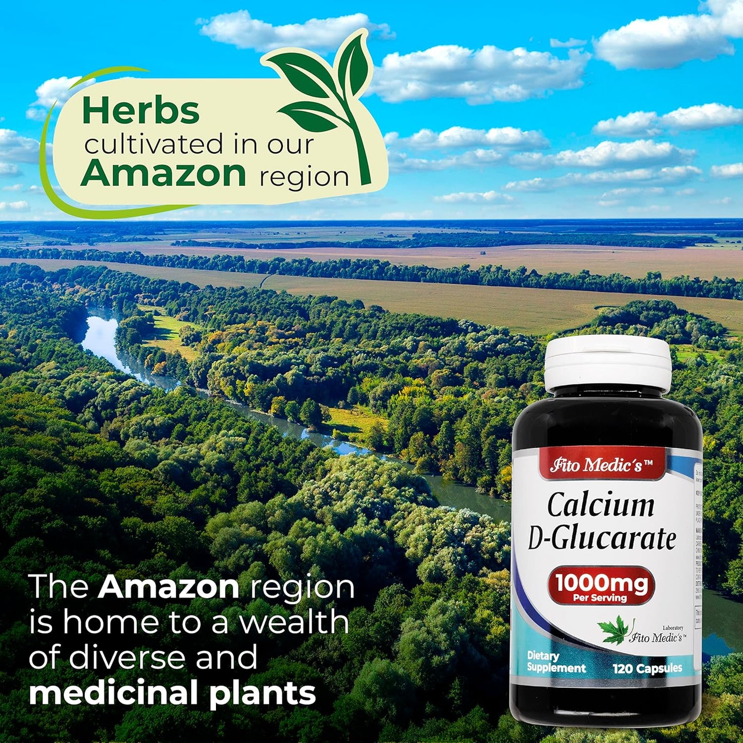 Calcium D-Glucarate 1000mg - 120 Capsules for Menopause Support and Liver Detox - High Absorption Calcium Supplement from FITO MEDIC'S Lab