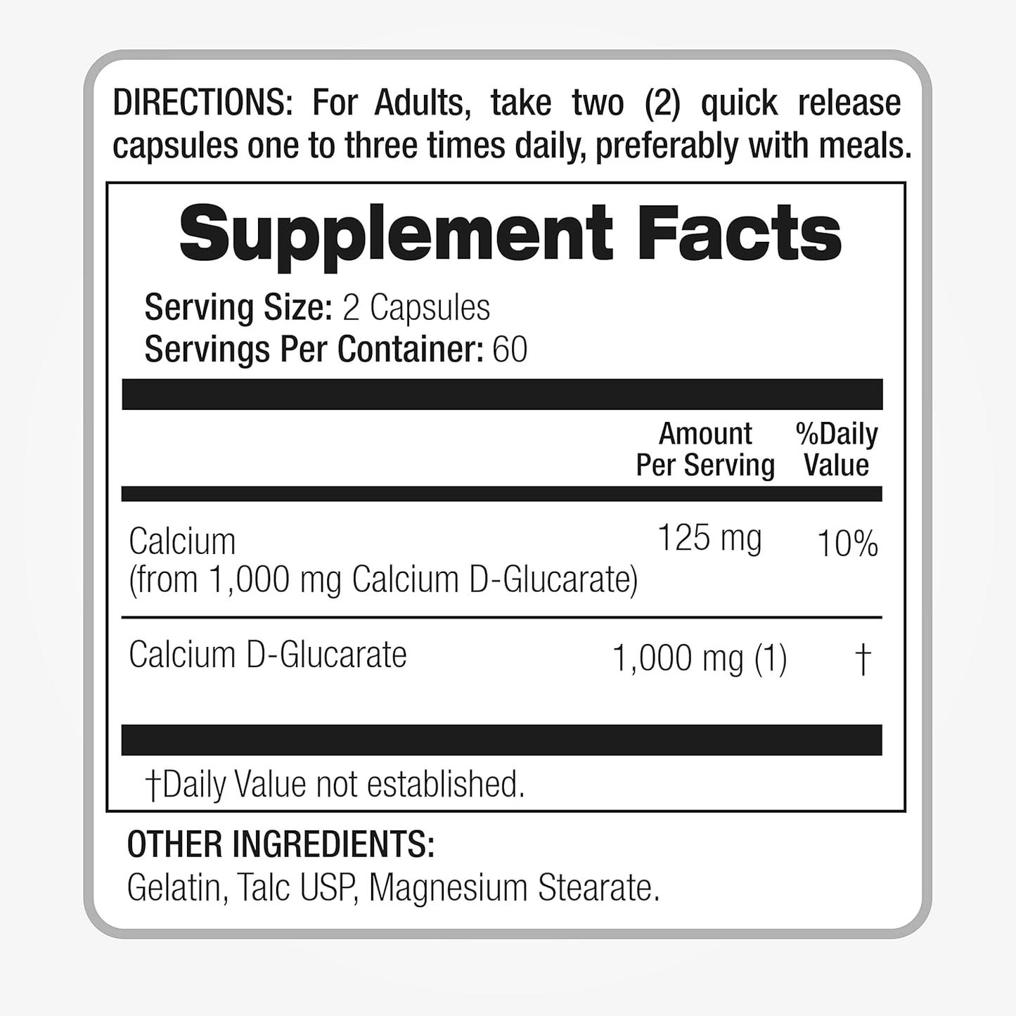 Calcium D-Glucarate 1000mg - 120 Capsules for Menopause Support and Liver Detox - High Absorption Calcium Supplement from FITO MEDIC'S Lab