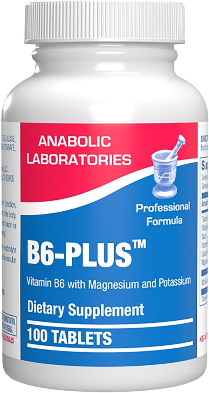 Calcium Magnesium B6 Supplement for Energy Metabolism and Heart Health - Clinically Formulated Vitamin B6 Complex with B1, B2, Niacin, and Potassium (100 Servings)