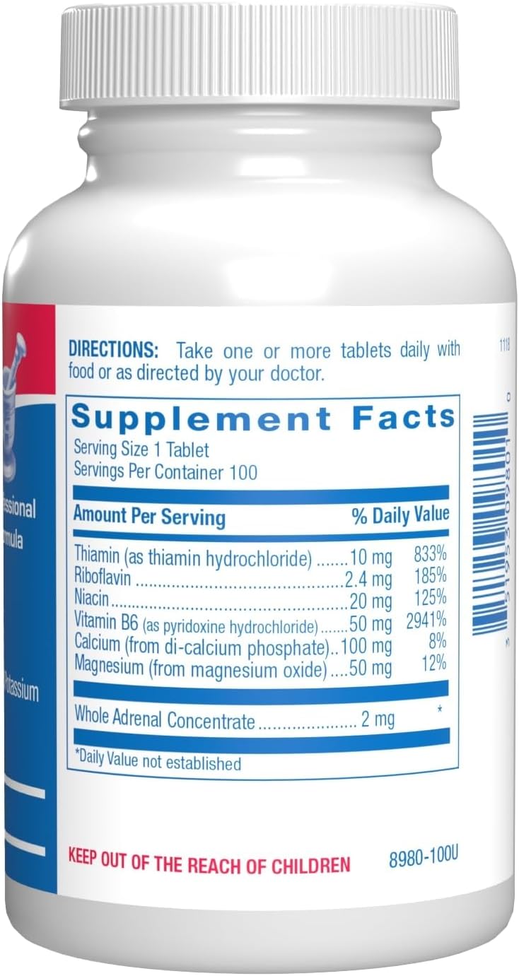 Calcium Magnesium B6 Supplement for Energy Metabolism and Heart Health - Clinically Formulated Vitamin B6 Complex with B1, B2, Niacin, and Potassium (100 Servings)