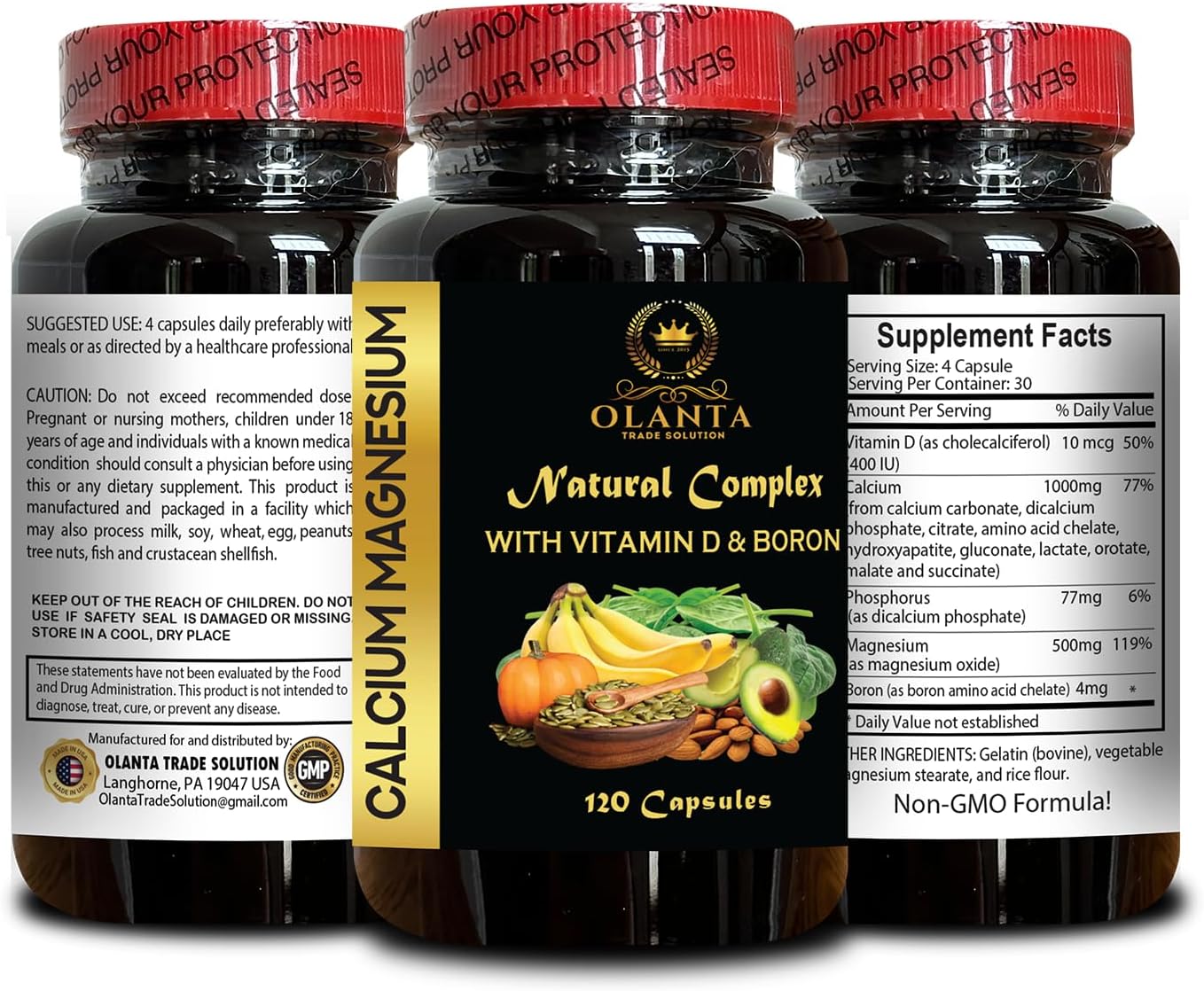 Calcium Magnesium Complex Supplement for Immune and Dental Health - 120 Capsules