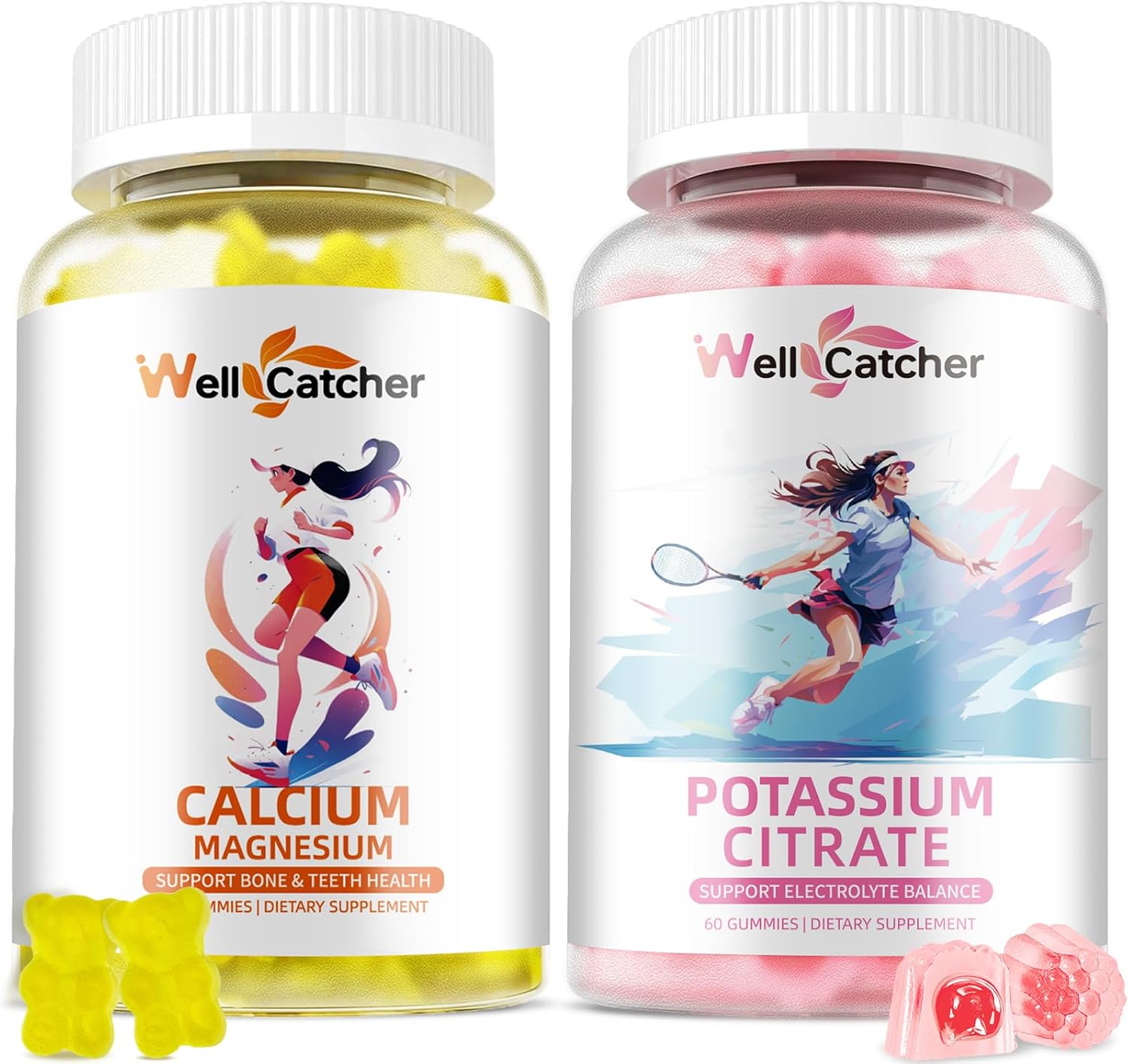 Calcium Magnesium Gummies with Potassium Citrate - Wellcatcher Formula for Bone Health