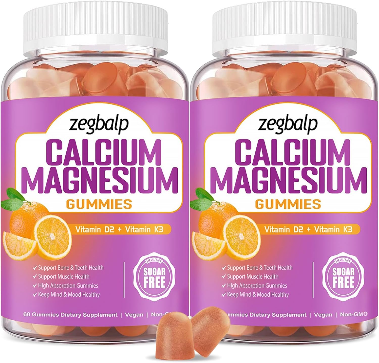 Calcium Magnesium Gummies with Vitamin D3 & K2 - Sugar Free Chewable Supplements for Bone, Muscle & Energy Support for Adults & Kids