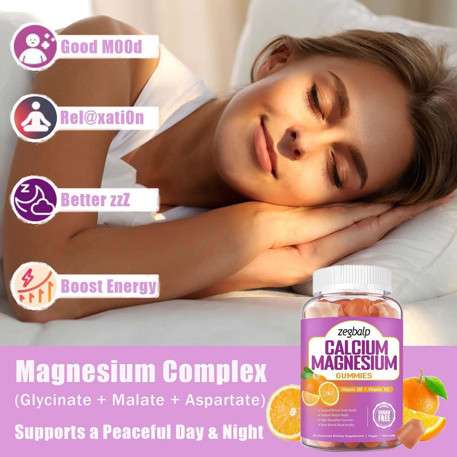 Calcium Magnesium Gummies with Vitamin D3 & K2 - Sugar Free Chewable Supplements for Bone, Muscle & Energy Support for Adults & Kids