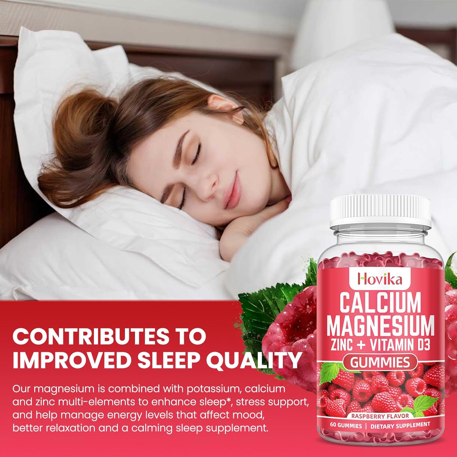 Calcium Magnesium Zinc Gummies with Potassium Vitamin C, B6, D3, K2 - Multi Vitamin Supplement for Bones, Muscles, Teeth, Calm, Mood - 2 Pack - 60 Count