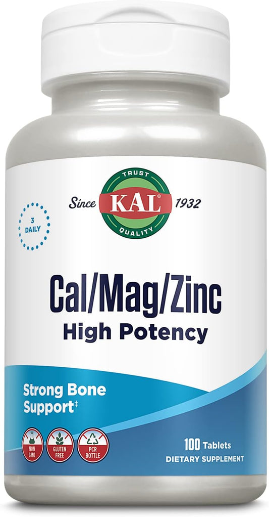 Calcium Magnesium Zinc Supplement | 1000mg Calcium, 400mg Magnesium, 15mg Zinc | Supports Bone, Muscle, Heart, Immune | 100ct, 33 Servings