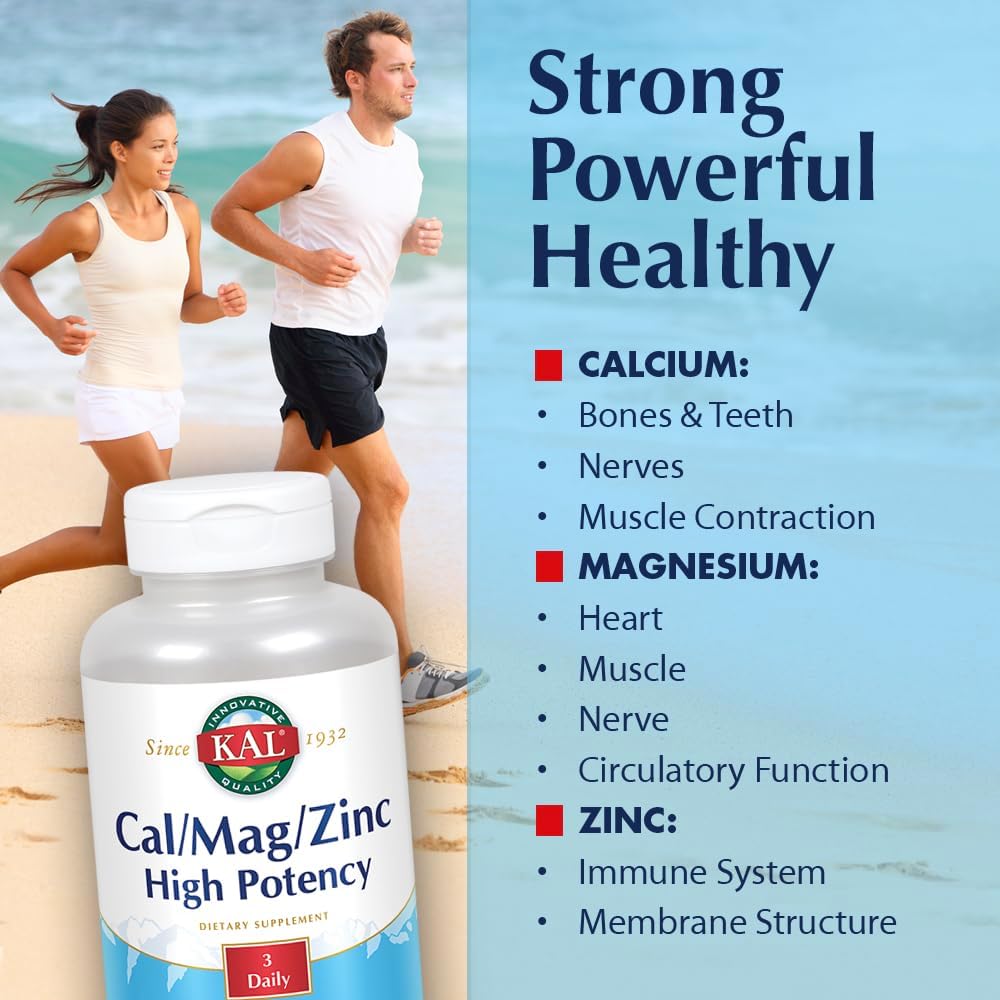 Calcium Magnesium Zinc Supplement | 1000mg Calcium, 400mg Magnesium, 15mg Zinc | Supports Bone, Muscle, Heart, Immune | 100ct, 33 Servings