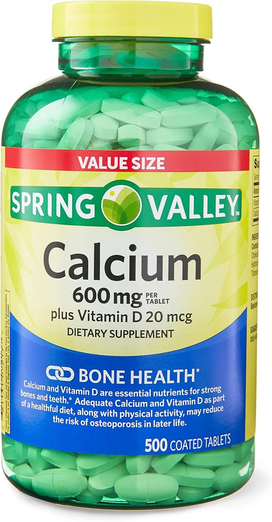Calcium Plus Vitamin D Tablets Dietary Supplement - 600 mg, 500 Count Value Size