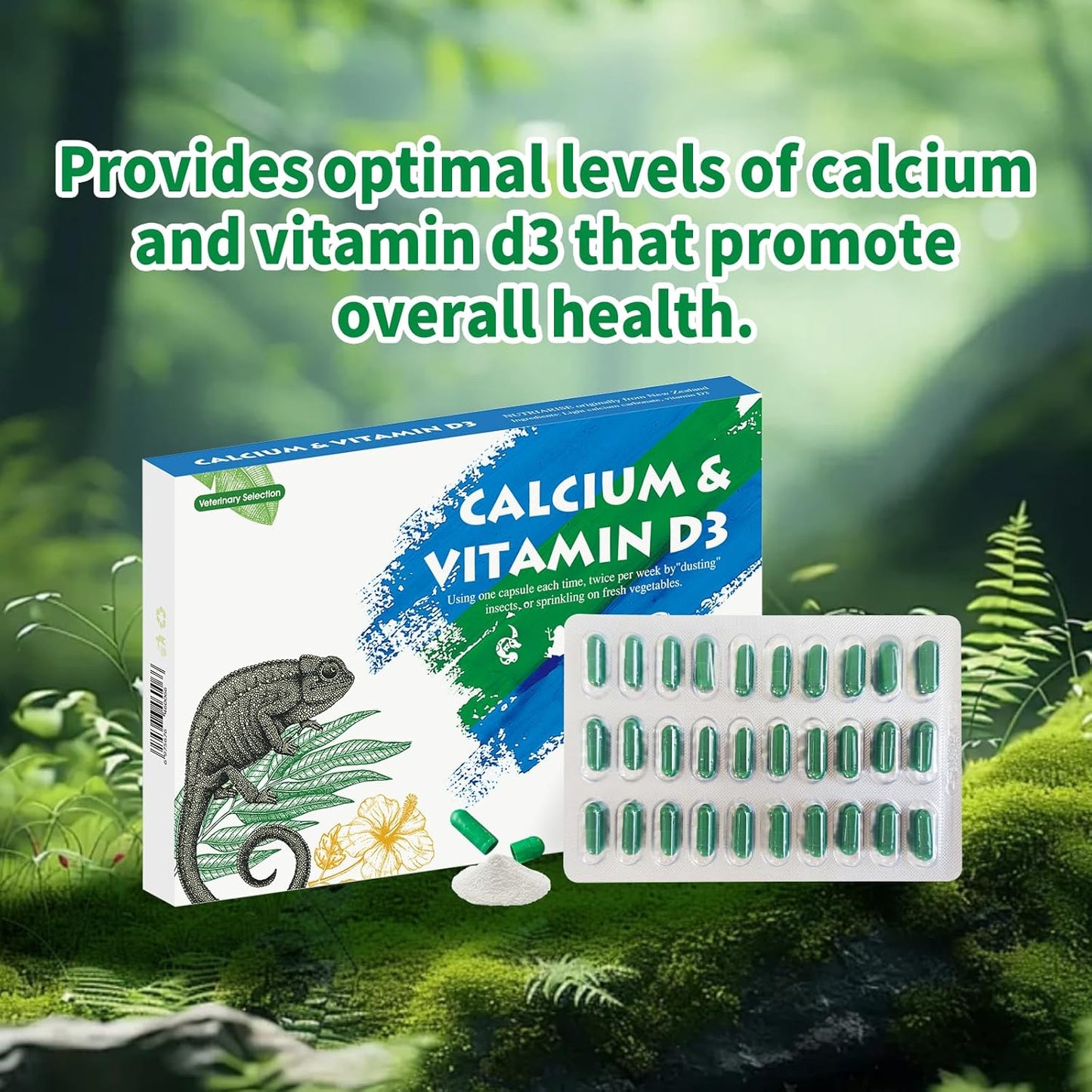 Calcium Reptile Supplement with Vitamin D3 for Bearded Dragons, Turtles & More - NUTRIARISE
