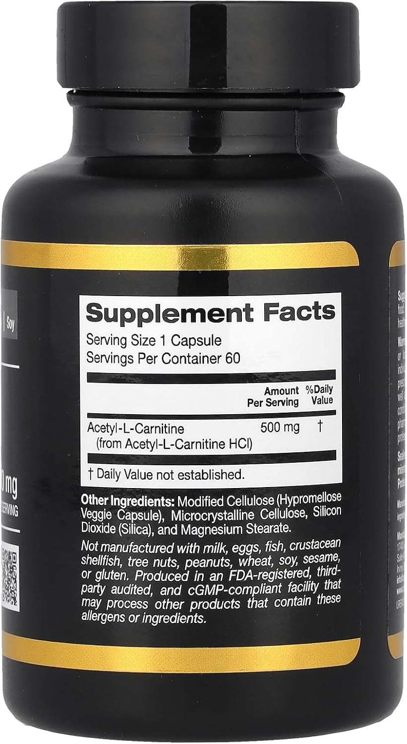 California Gold Nutrition Acetyl-L-Carnitine Capsules - 500 mg, 60 Count