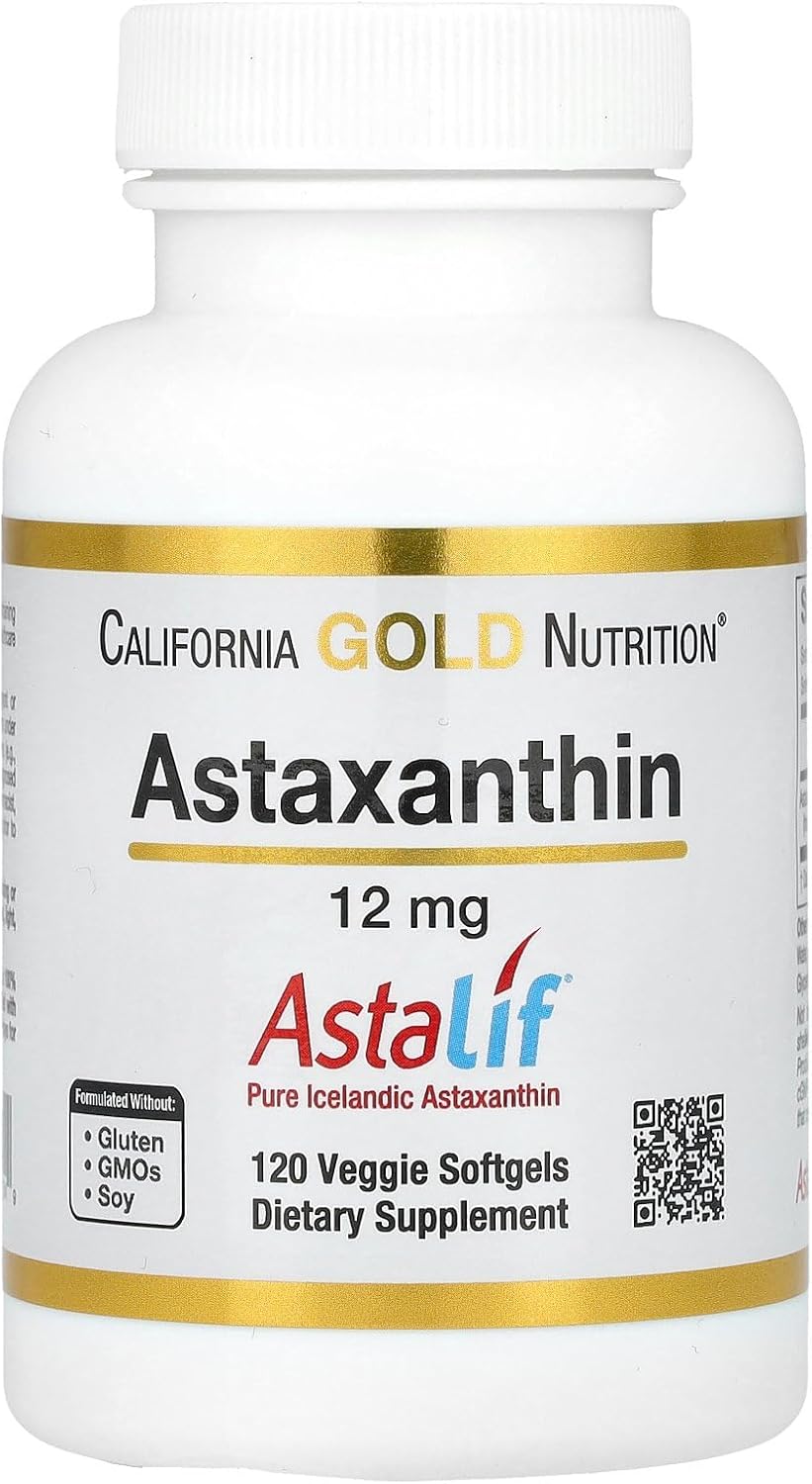 California Gold Nutrition Astaxanthin 12mg - 120 Veggie Softgels, Icelandic AstaLif Pure Biologically Active Carotenoid