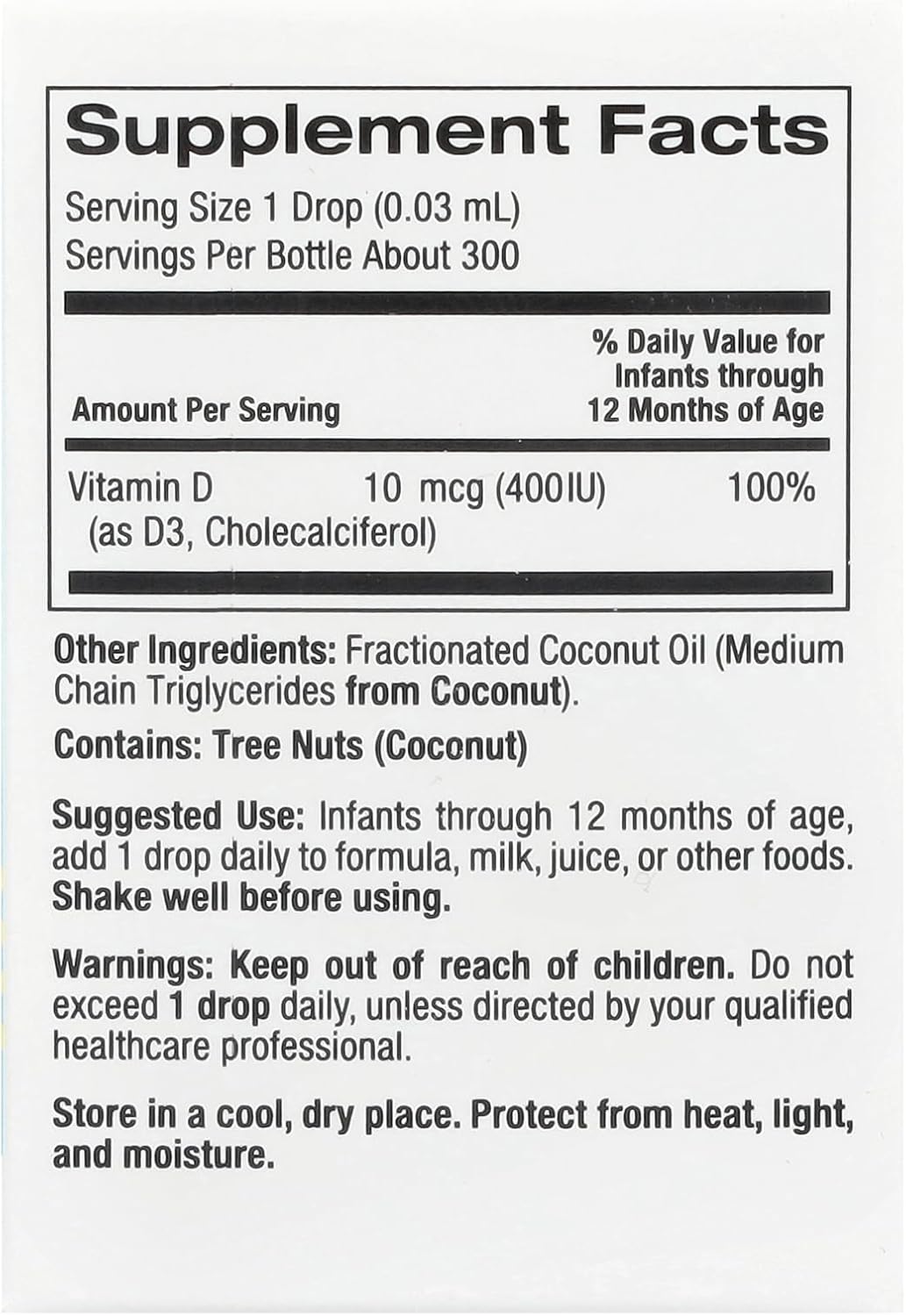 California Gold Nutrition Baby Vitamin D3 Liquid Supplement - Vegetarian Friendly, Alcohol & Gluten Free, Non-GMO - 10 mcg (400 IU) - 0.34 fl oz