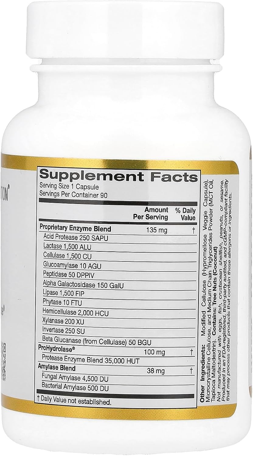 California Gold Nutrition Broad Spectrum Digestive Enzymes for Vegetarians - 90 Veggie Capsules