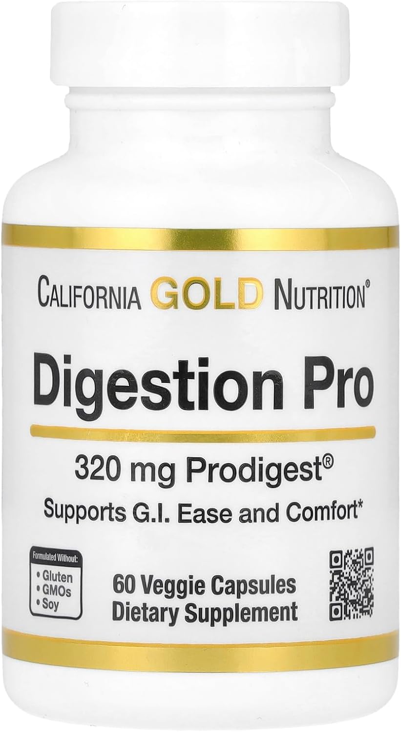 California Gold Nutrition Digestion Pro with ProDigest 320mg 60 Veggie Capsules for Gut Health & Digestive Support