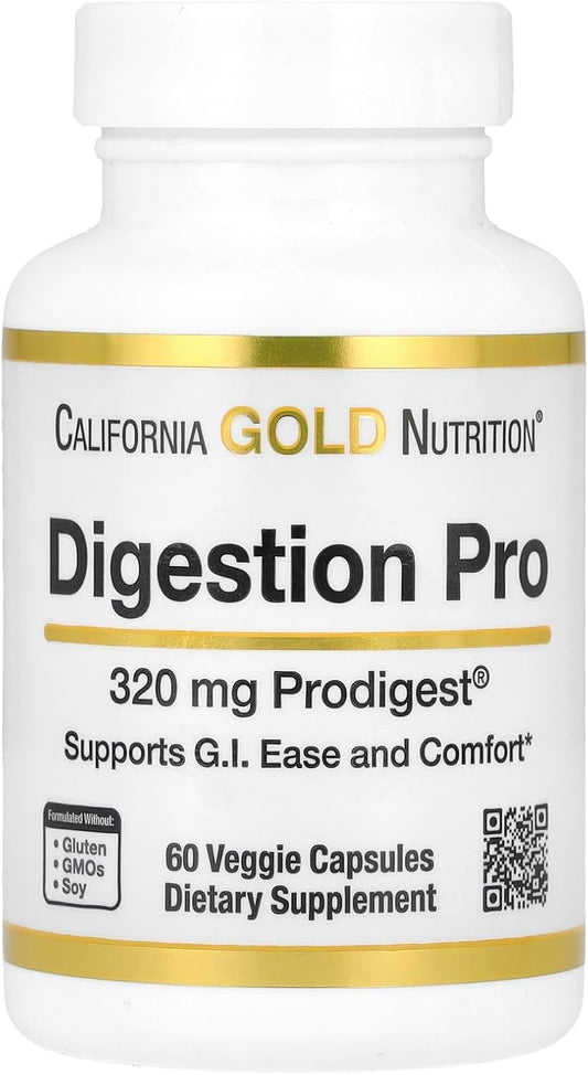 California Gold Nutrition Digestion Pro with ProDigest 320mg 60 Veggie Capsules for Gut Health & Digestive Support