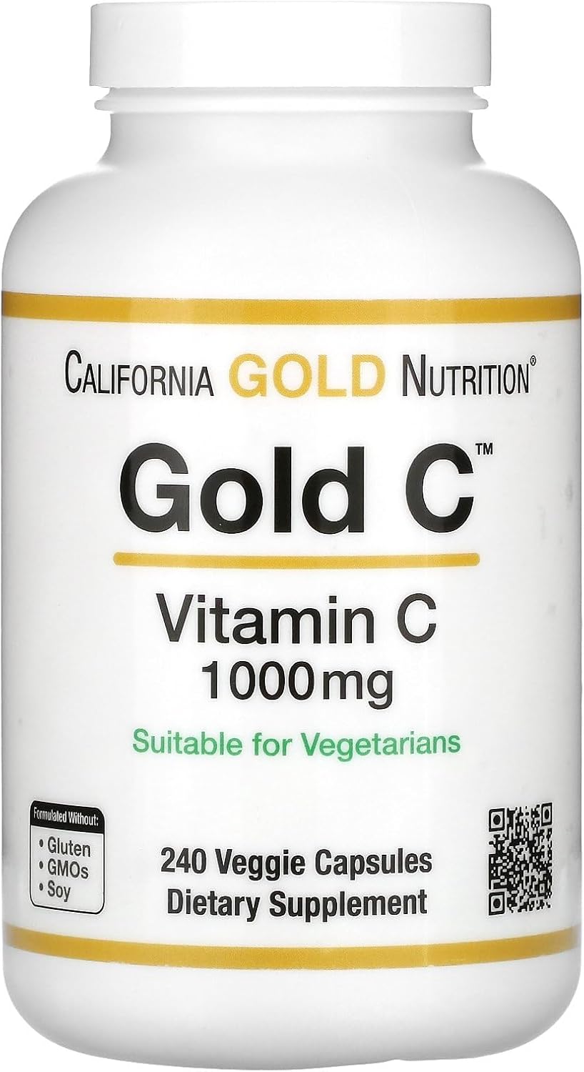 California Gold Nutrition Gold C - 1000mg USP Grade Vitamin C Capsules for Immune Support & Wellness - Vegetarian, Gluten-Free, Non-GMO - 240 Count