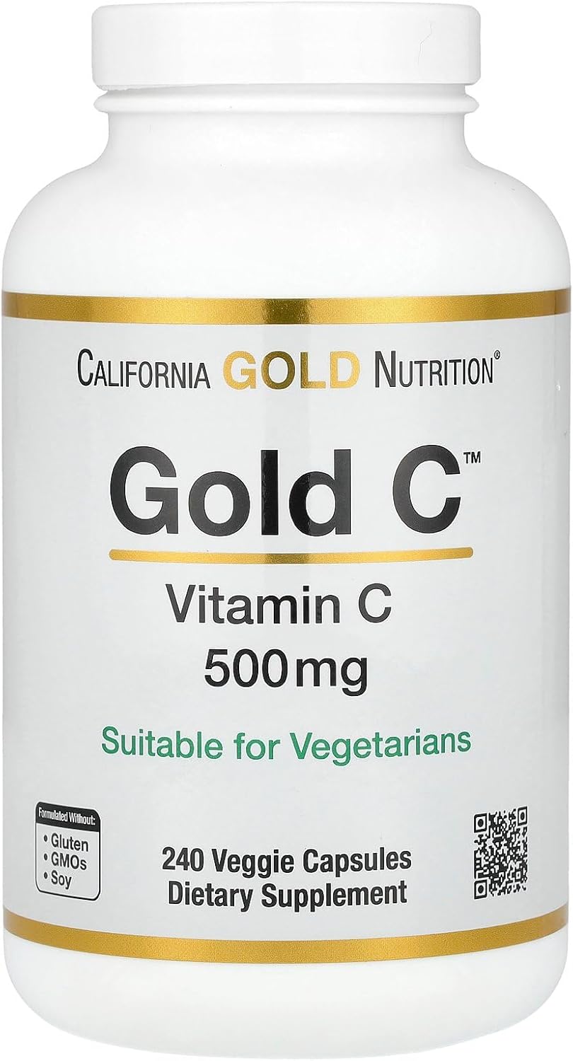 California Gold Nutrition Gold C 500mg Vitamin C Supplement - Immune Support & Wellness - 240 Veggie Capsules - USP Grade, Vegetarian & Non-GMO
