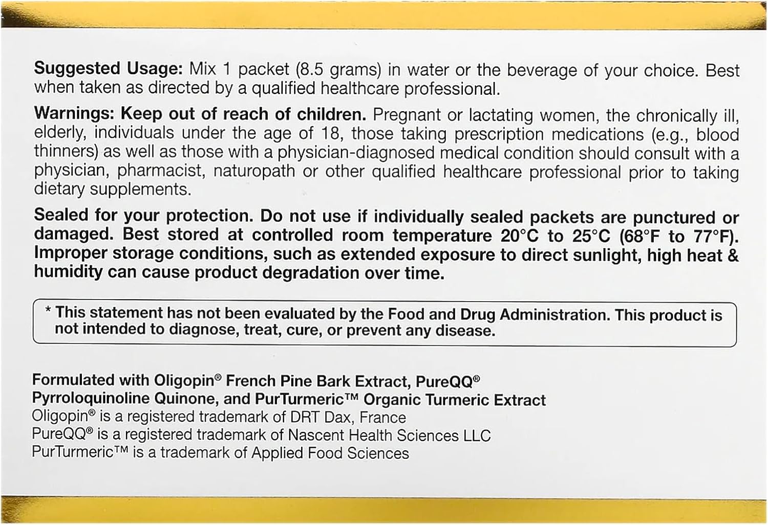 California Gold Nutrition MEM Food for Memory & Cognitive Support - 60 Packets, 0.3 oz (8.5 g) Each