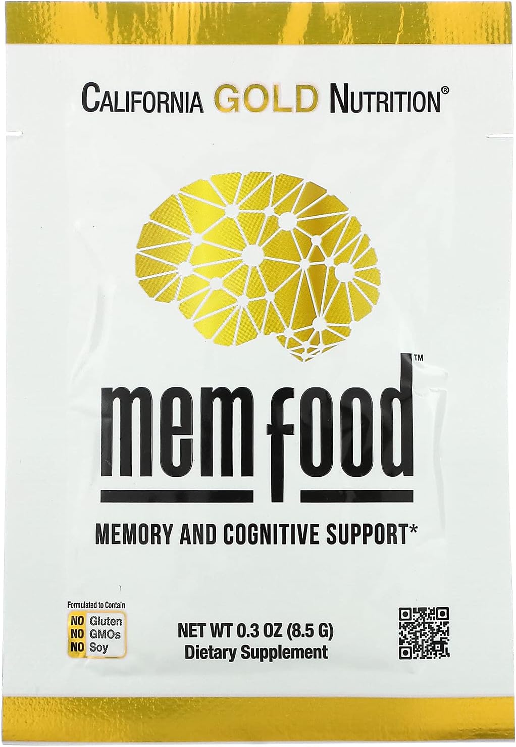 California Gold Nutrition MEM Food for Memory & Cognitive Support - 60 Packets, 0.3 oz (8.5 g) Each