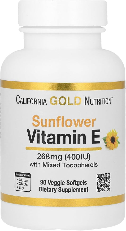 California Gold Nutrition Sunflower Vitamin E Softgels - 400 IU, 90 Veggie Capsules