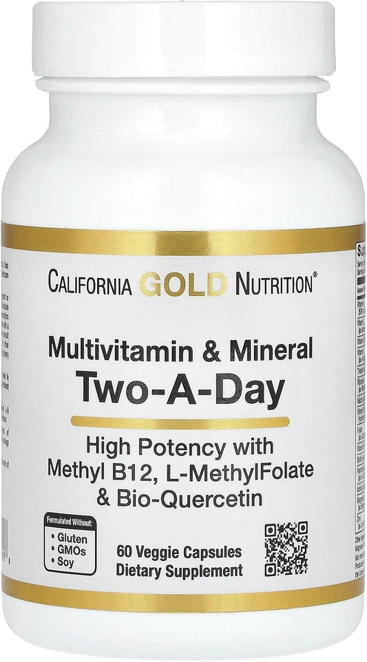 California Gold Nutrition Two-A-Day Multivitamin & Mineral, 60 Veggie Capsules