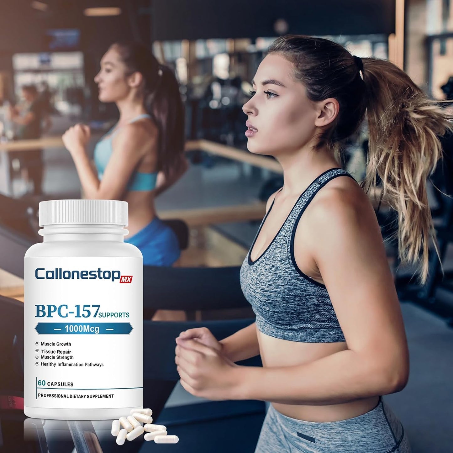 Callonestop MX BPC-157 Peptide Capsules - Muscle Growth Supplement, Gluten Free - 60 Count