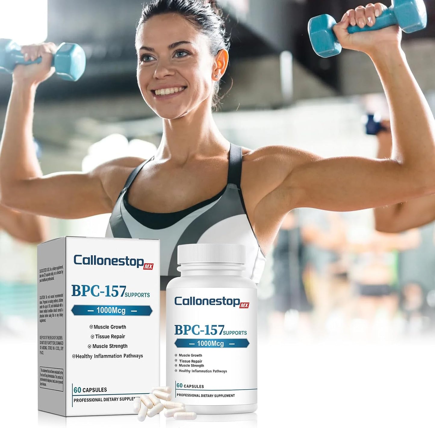 Callonestop MX BPC-157 Peptide Capsules - Muscle Growth Supplement, Gluten Free - 60 Count