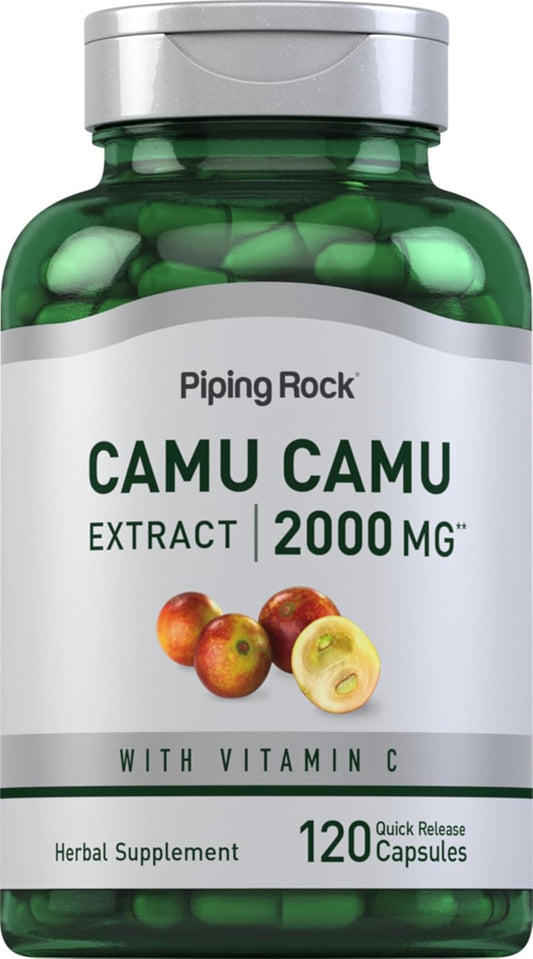 Camu Camu Capsules 2000mg with Vitamin C - 120 Pills, Fruit Extract Supplement - Non-GMO, Gluten Free