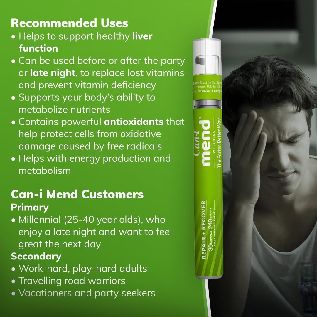 Cani Brands Feel Amazing Post Party Relief Oral Spray - 6 Pack with Natural Liver Support and Immune Boosting Vitamins - After Drink Remedy for Fast Recovery