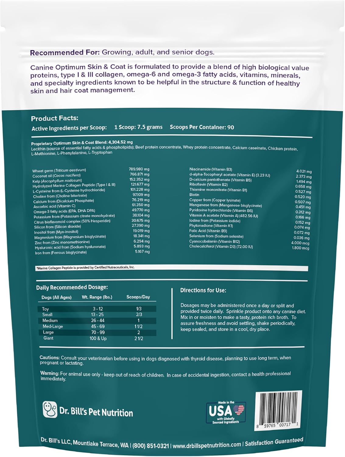 Canine Optimum Skin & Coat Supplement for Dogs - Fish Oil Omega-3 Fatty Acids with Biotin, Collagen, & Hyaluronic Acid