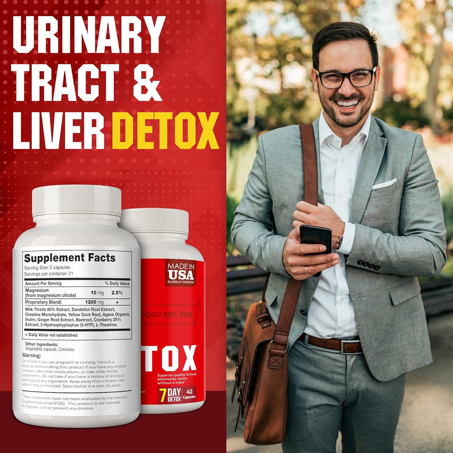 Cannabiology Complete Body Cleanse - Natural Detox Support for Liver, Urinary Tract, Digestive System - Made in USA - Body Cleanse for Women & Men - 42 Vegan Capsules