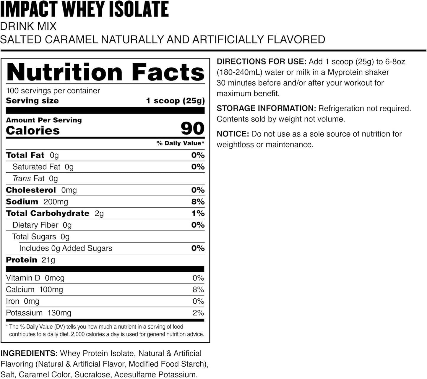 Caramel Impact Whey Isolate Protein Powder - 5.5 lb Pack - Myprotein - BoostGo Australia