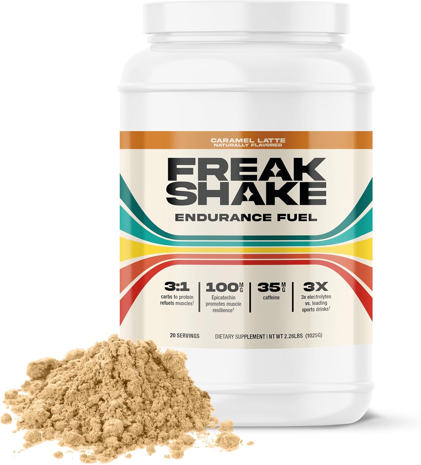 Caramel Latte Freak Shake Post-Workout Powder - High Carb Endurance Drink with Electrolytes and Protein for Muscle Recovery - 20 Servings