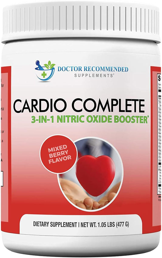 Cardio Complete Heart Health Support Powder - Doctor Recommended 3-in-1 Nitric Oxide Booster with L-Arginine, L-Citrulline, and Hawthorn Berry