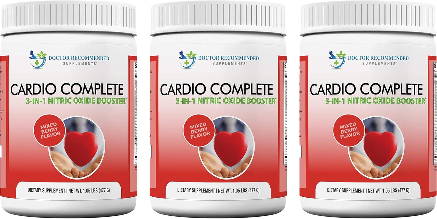 Cardio Complete Powder Supplement - Doctor Recommended 3-in-1 Heart Health Support with Nitric Oxide Booster