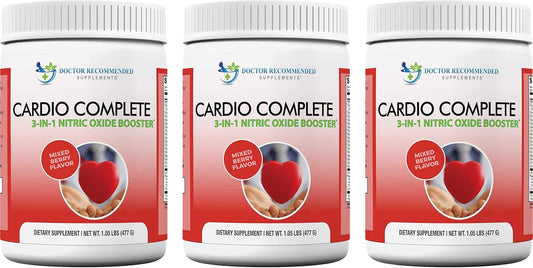Cardio Complete Powder Supplement - Doctor Recommended 3-in-1 Heart Health Support with Nitric Oxide Booster