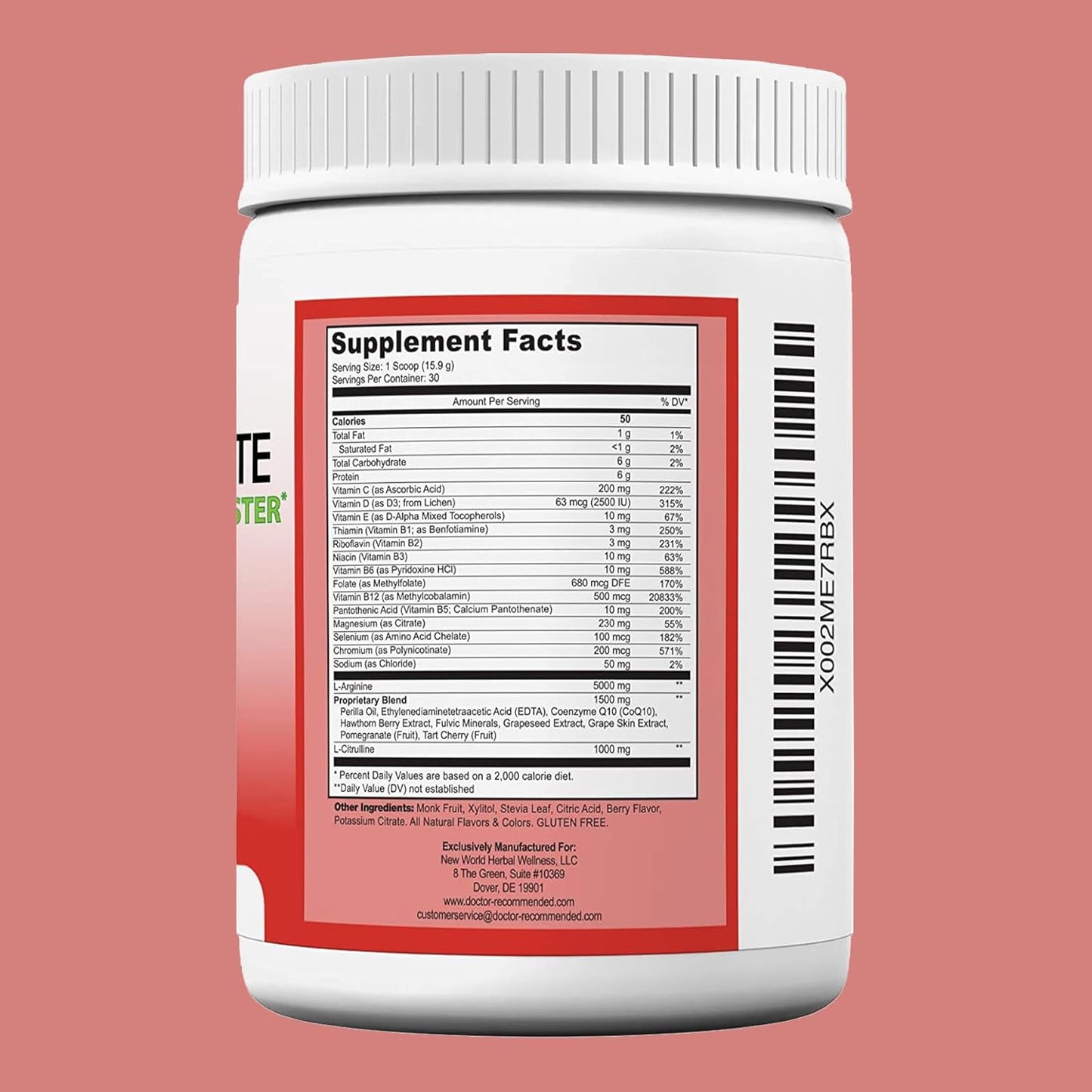 Cardio Complete Powder Supplement - Doctor Recommended 3-in-1 Heart Health Support with Nitric Oxide Booster