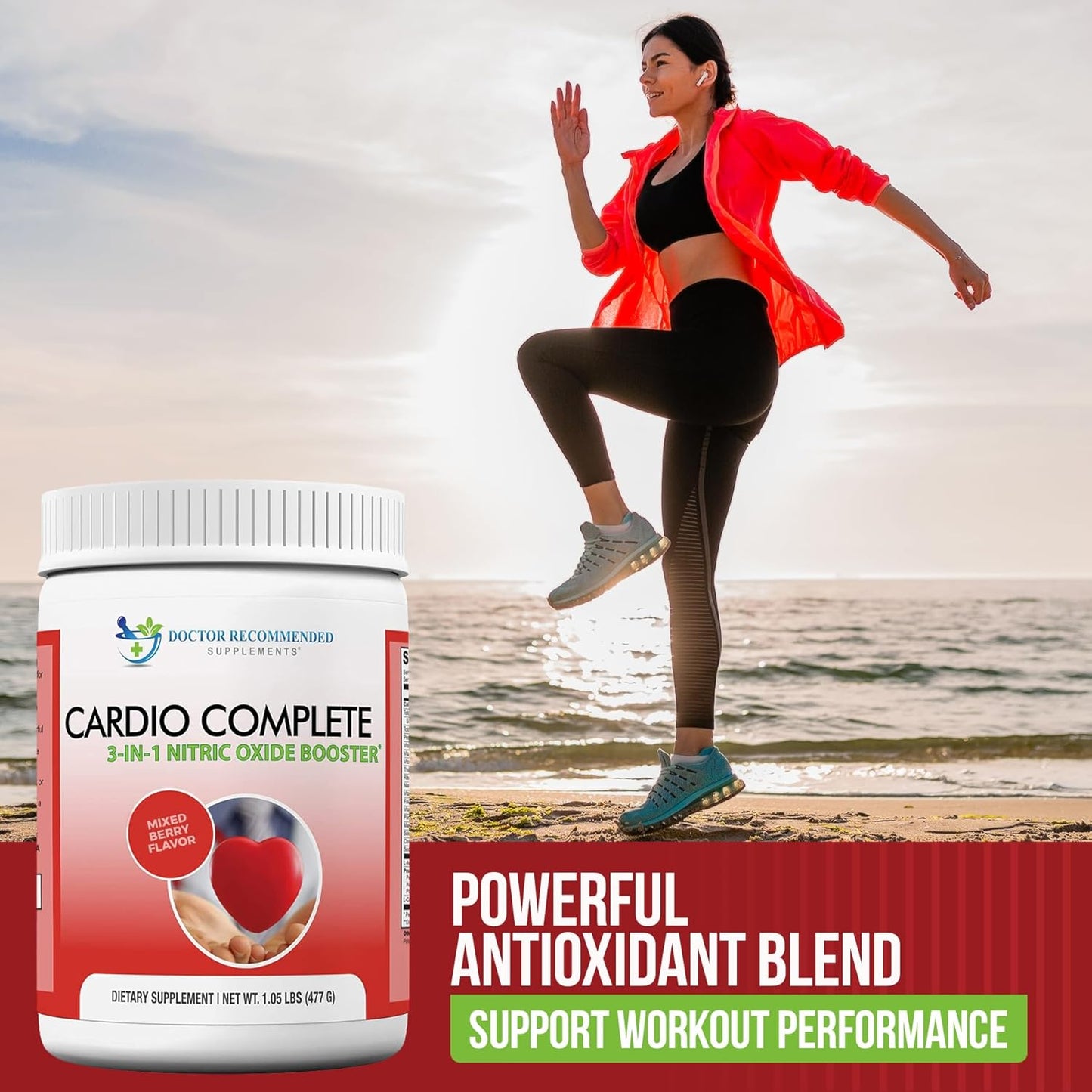 Cardio Complete Powder Supplement - Doctor Recommended 3-in-1 Heart Health Support with Nitric Oxide Booster