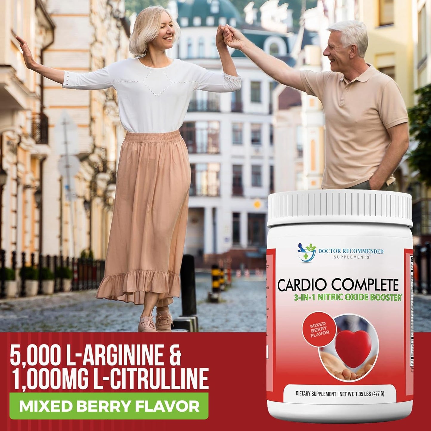 Cardio Complete Powder Supplement - Doctor Recommended 3-in-1 Heart Health Support with Nitric Oxide Booster