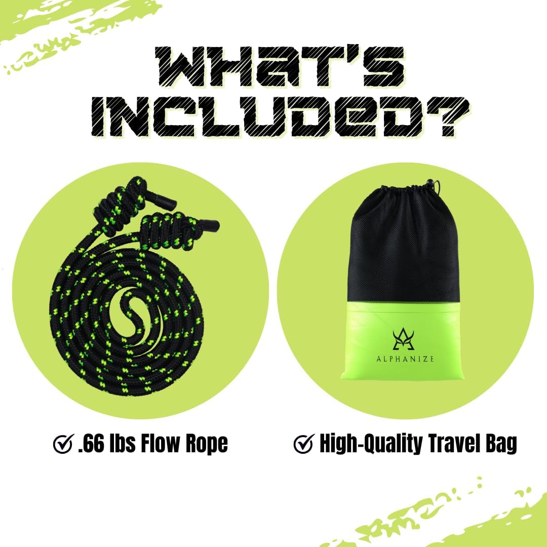 Cardio Jump Rope for Home Gym Fitness - Adjustable Alphanize Flow Rope for Men and Women - Boxing and MMA Workout