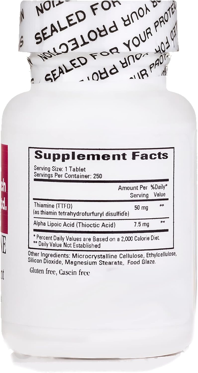 Cardiovascular Research Lipothiamine B Supplement 250 Tablets with Alpha Lipoic Acid - 1 Bottle of 250 Count Tablets