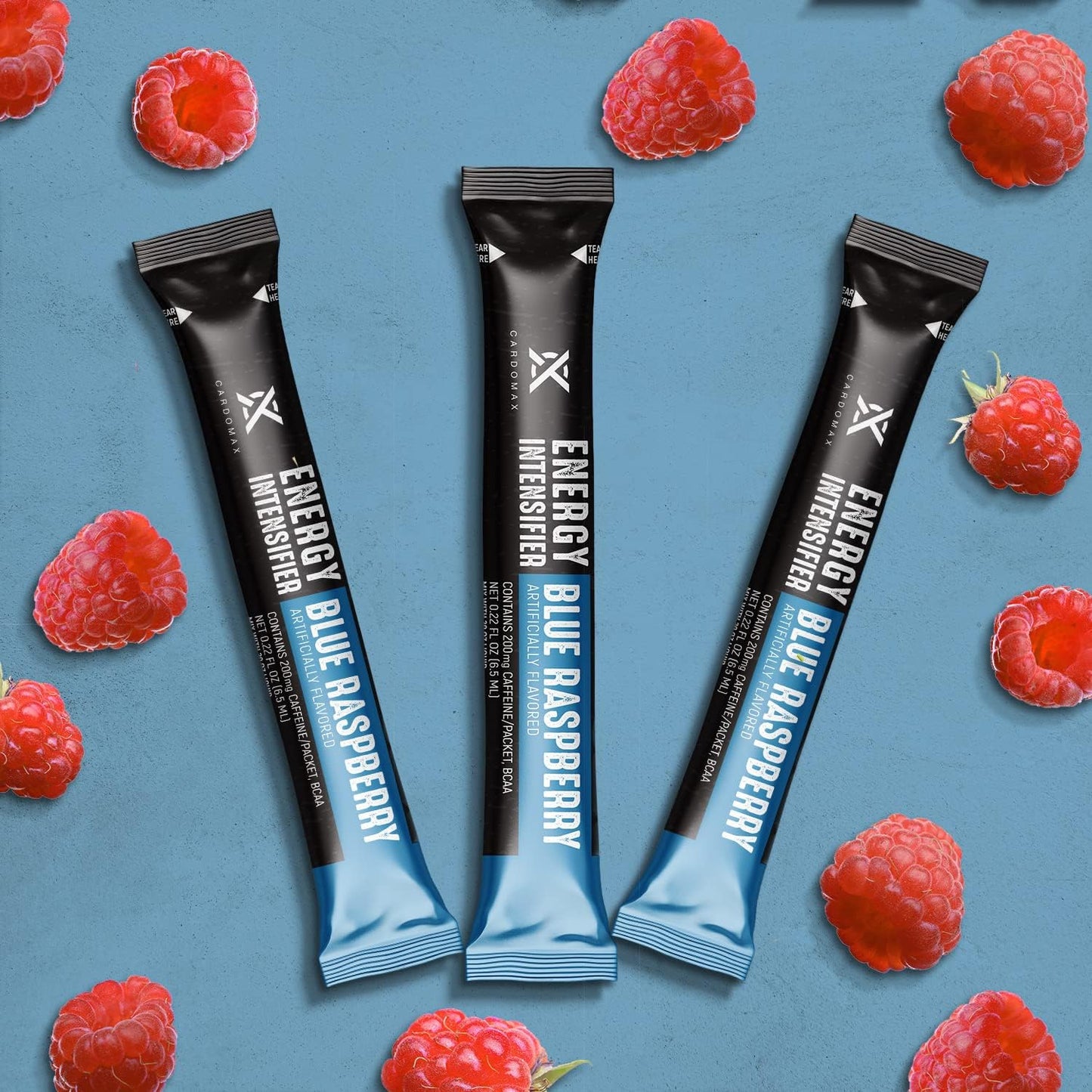 CardoMax Energy Intensifier - Blue Raspberry Liquid Energy Boost with 200mg Caffeine, BCAA, Vitamin B12, B6, B3 - Keto, Vegan, Sugar-Free