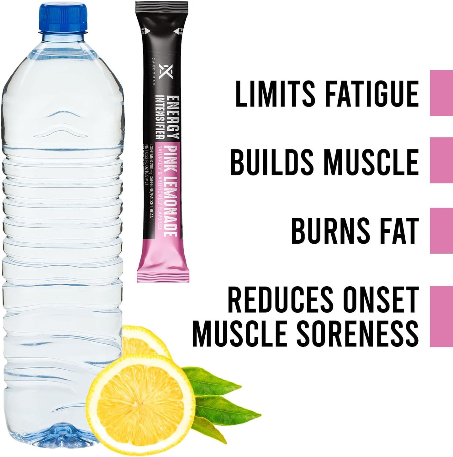 CARDOMAX Energy Intensifier Liquid Booster with BCAAs, 100% Vitamins B12, B6, B3 - Pink Lemonade Flavor, Keto, Vegan, Sugar-Free