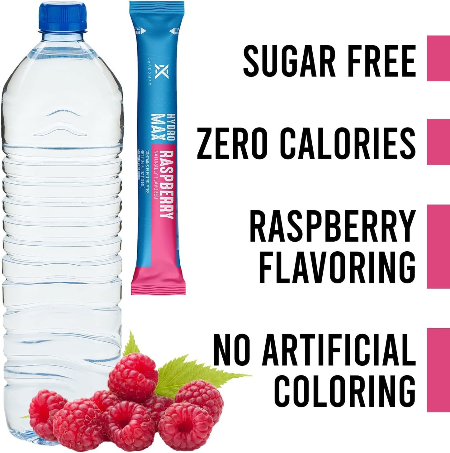 CardoMax Hydromax Raspberry Liquid Electrolyte Drink Mix - 15 Packets for Rapid Hydration & Recovery, Zero Sugar, Keto & Vegan-Friendly