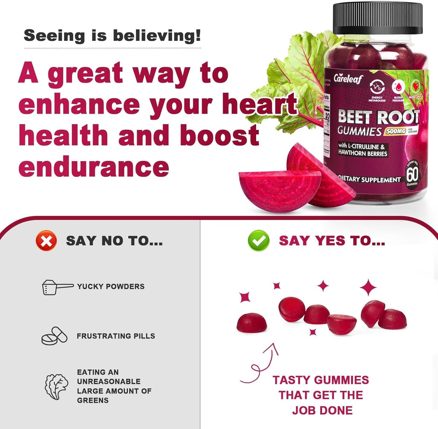 careleaf Apple Cider Vinegar, Mushroom, and Beet Root Gummies for Improved Health and Wellness