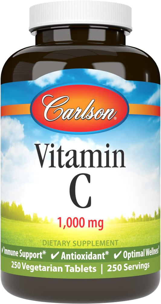 Carlson - High Potency Vitamin C Supplement, 1,000 mg, 250 Tablets