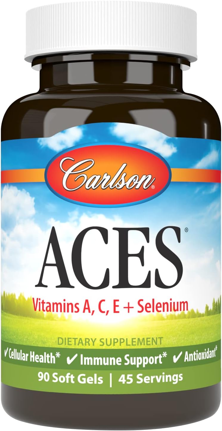 Carlson ACES + Selenium Softgels: Cellular Health, Immune Support & Antioxidant, 90 Count