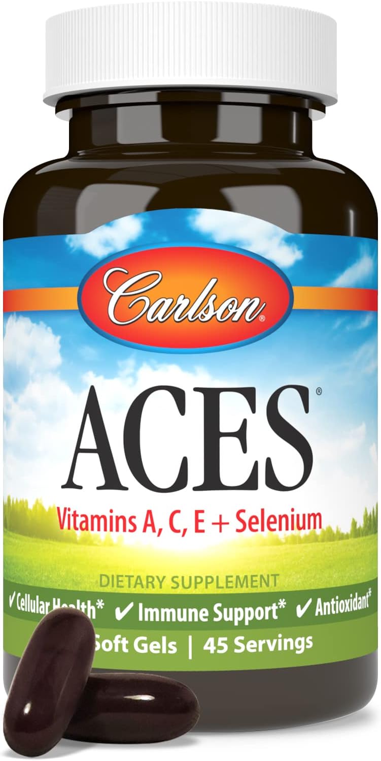Carlson ACES + Selenium Softgels: Cellular Health, Immune Support & Antioxidant, 90 Count