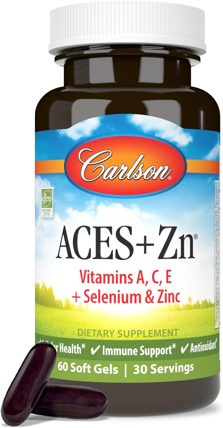Carlson ACES + Zn Softgels: Vitamins A, C, E, Selenium & Zinc for Cellular Health & Immune Support